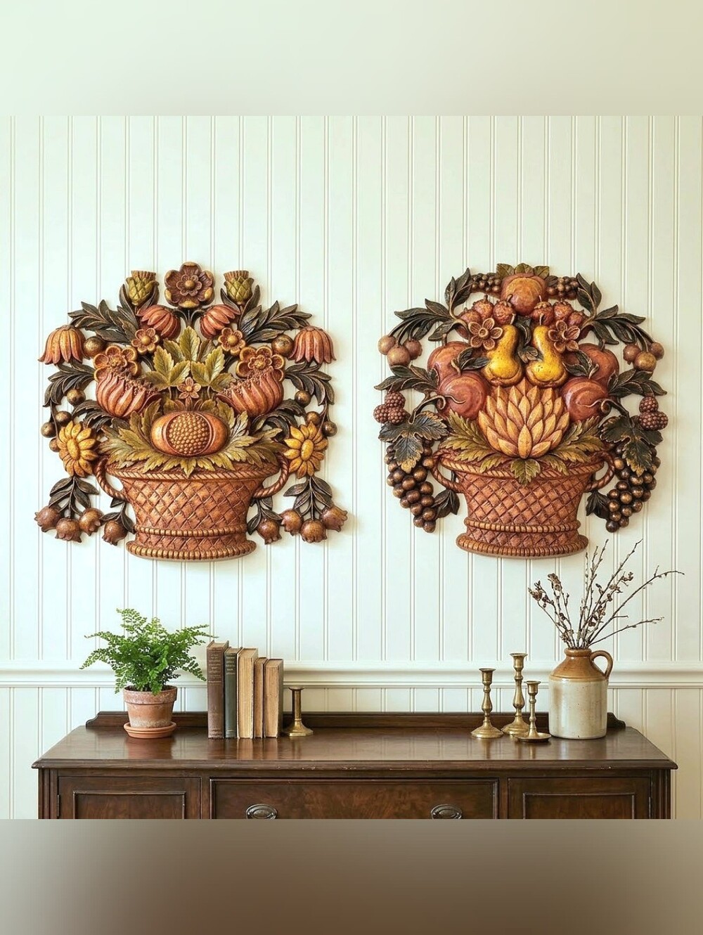 2 XL Size vintage syroco fruit baskets 15 X 10